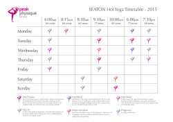 SEATON Hot Yoga Timetable - 2015