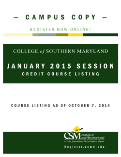 2015 January Term - College of Southern Maryland
