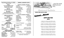 Eastwood Church of Christ Bulletin January 4, 2015