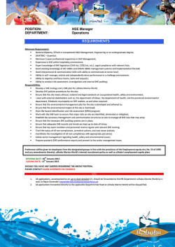 Internal Vacancy - HSE Manager