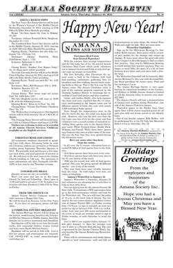 Holiday Greetings - Amana Colonies Today
