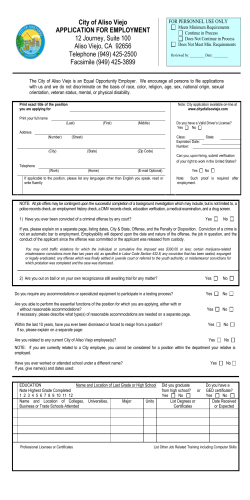 City of Aliso Viejo APPLICATION FOR EMPLOYMENT 12 Journey