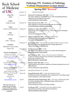 Spring 2015 *Revised* Pathology 575: Frontiers of