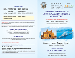 Download Brochure - Ranawat Orthopaedic Research Foundation