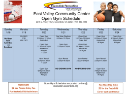 East Valley Community Center Open Gym Schedule