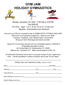GYM JAM HOLIDAY GYMNASTICS - Philadelphia Gymnastics Center