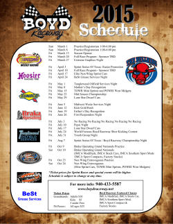 2015 schedule - Boyd Raceway!!