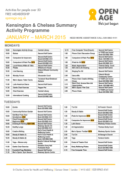 Kensington and Chelsea Activity Listing Jan - Mar 2015