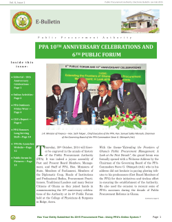 PPA E-Bulletin for January - February 2015