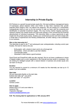 Internship in Private Equity