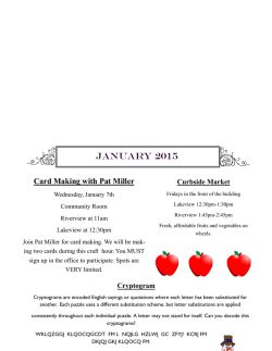 January 2015 Newsletter - Charlotte Harbortown Homes