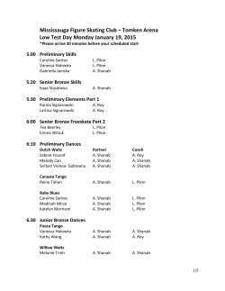 January 19, 2015 Schedule (Low Test Day)