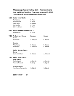 January 15, 2015 Schedule (Low and High Test Day)