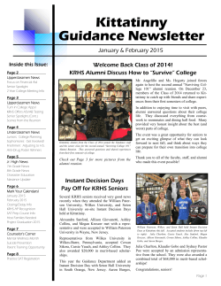 Kittatinny Guidance Newsletter - Kittatinny Regional High School