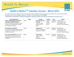 Health in Motion Calendar January – March 2015
