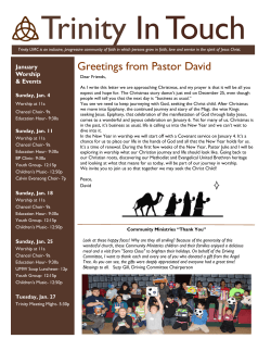 Greetings from Pastor David - Trinity United Methodist Church
