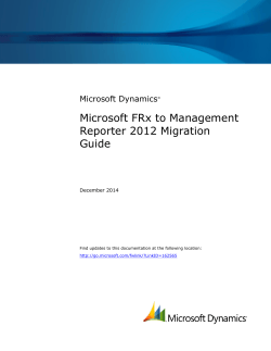 Microsoft FRx to Management Reporter 2012 Migration Guide