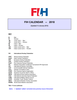 FIH CALENDAR -- 2018 - International Hockey Federation
