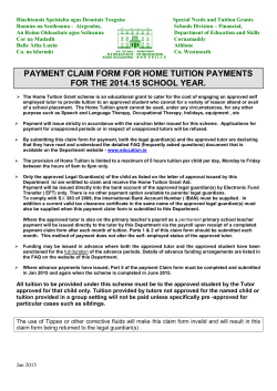 Home Tuition - Payment Claim Form 2014/2015