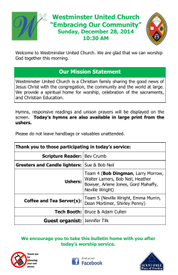 Dec 28.14 Bulletin - Westminster United Church