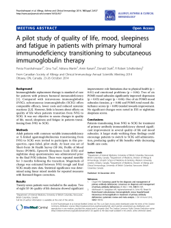 A pilot study of quality of life, mood, sleepiness and fatigue in