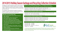 2014/2015 Holiday Season Garbage and Recycling Collection