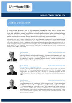 Medical Devices Team INTELLECTUAL PROPERTY