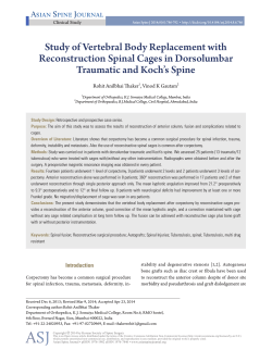 Study of Vertebral Body Replacement with Reconstruction Spinal