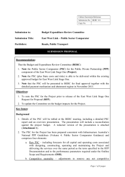 East West Link Public Sector Comparator &ndash; 1 &ndash; Submission