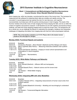 Week 1 2015 - Summer Institute in Cognitive Neuroscience