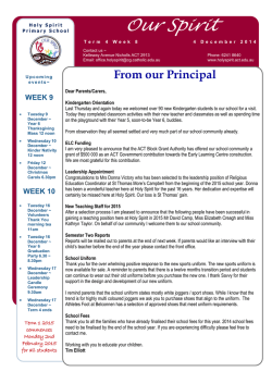 Week 8 - Holy Spirit Primary School