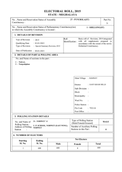 Nohwet - Chief Electoral Officer Meghalaya