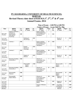 Revised Theory date sheet of B.H.M.S.1st, 2nd, 3rd
