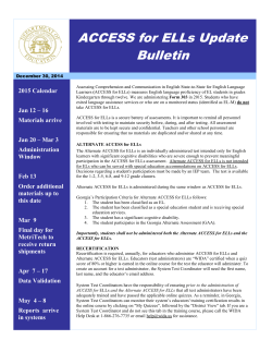 ACCESS for ELLs Update Bulletin 2015