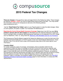 2015 Federal Tax Changes - Metal Service Center Software