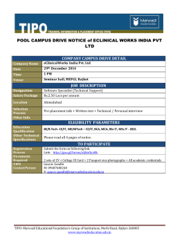 pool campus drive by eclinical works india pvt ltd