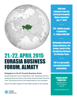 21.-22. APRIL 2015 EURASIA BUSINESS FORUM, ALMATY