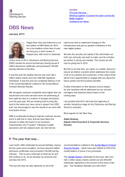 DBS News: January 2015