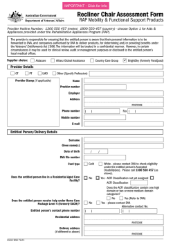 Recliner Chair Assessment Form