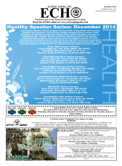 Healthy Speaker Series: December 2014