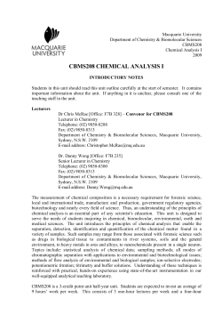 cbms208 chemical analysis i - Chemistry and Biomolecular Sciences