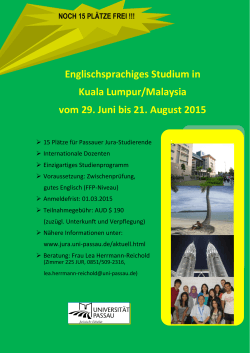 Englischsprachiges Studium in Kuala Lumpur/Malaysia vom 29