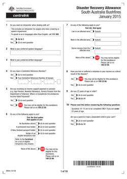 South Australia bushfires – January 2015 claim form