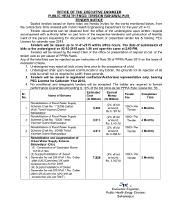 division bahawalpur. tender notice walpur.