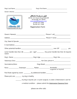 Registration Form - Alaska K9 Aquatics