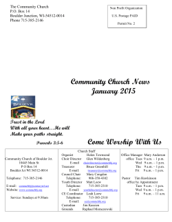 Community Church News - Community Church of Boulder Junction
