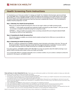 Health Screening Form Instructions