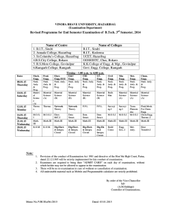 Revised Programme for End Semester Examination of B.Tech. 3