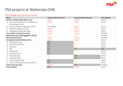 PSA projects at Waitemata DHB