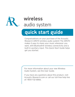 wireless AUDIOćSYSTEM quick start guide